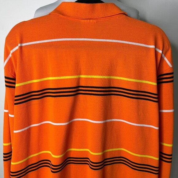 Lacoste Men's Orange White Striped Long Sleeve 100% Cotton Polo Shirt Size 9 - Picture 4 of 11